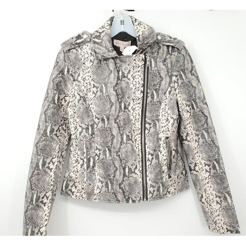 Philosophy Women's Biker Jacket Snake Python Faux… - image 1